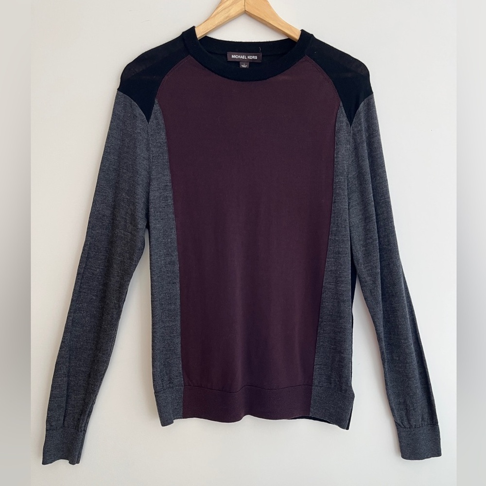 MICHAEL KORS Colour Block Long Sleeve Crew Neck Lightweight Layer Casual Office